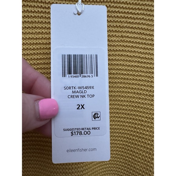 Eileen Fisher Organic Linen Cotton Sweater Womens 2X Plus Mustard Yellow #R2-22 - Picture 4 of 9